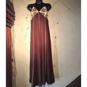 Zara Embroidered Midi Dress With Straps Brown White